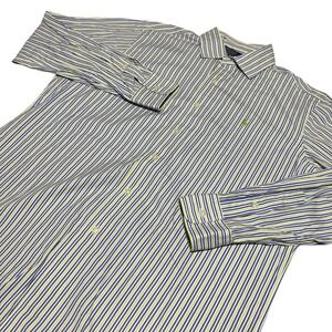 Polo Ralph Lauren Button Down‎ Mens L Blue Green Striped Classic Fit Long Sleeve